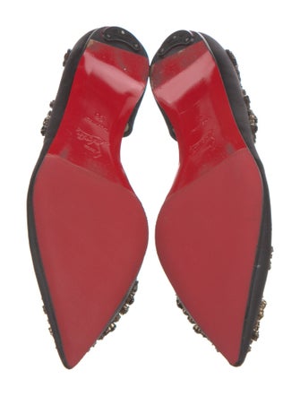 Christian Louboutin Satin Crystal Embellishments D'Orsay Flats