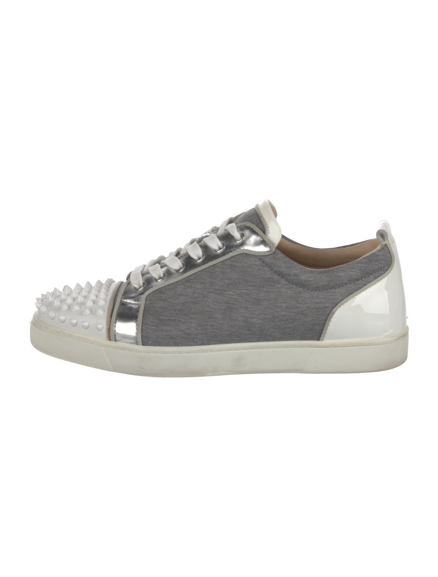 Christian Louboutin Spike Accents Colorblock Pattern Sneakers