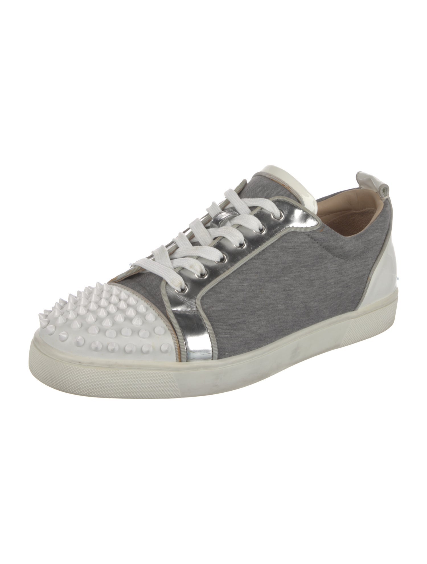 Christian Louboutin Spike Accents Colorblock Pattern Sneakers