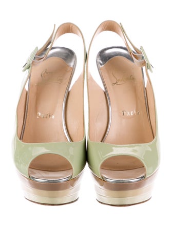 Christian Louboutin Patent Leather Cutout Accent Slingback Sandals