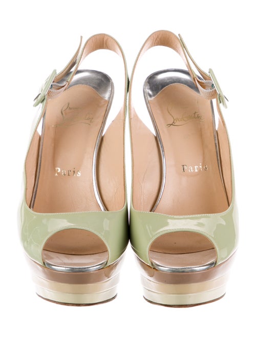 Christian Louboutin Patent Leather Cutout Accent Slingback Sandals