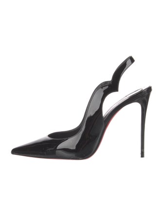 Christian Louboutin Patent Leather Cutout Accent Slingback Pumps