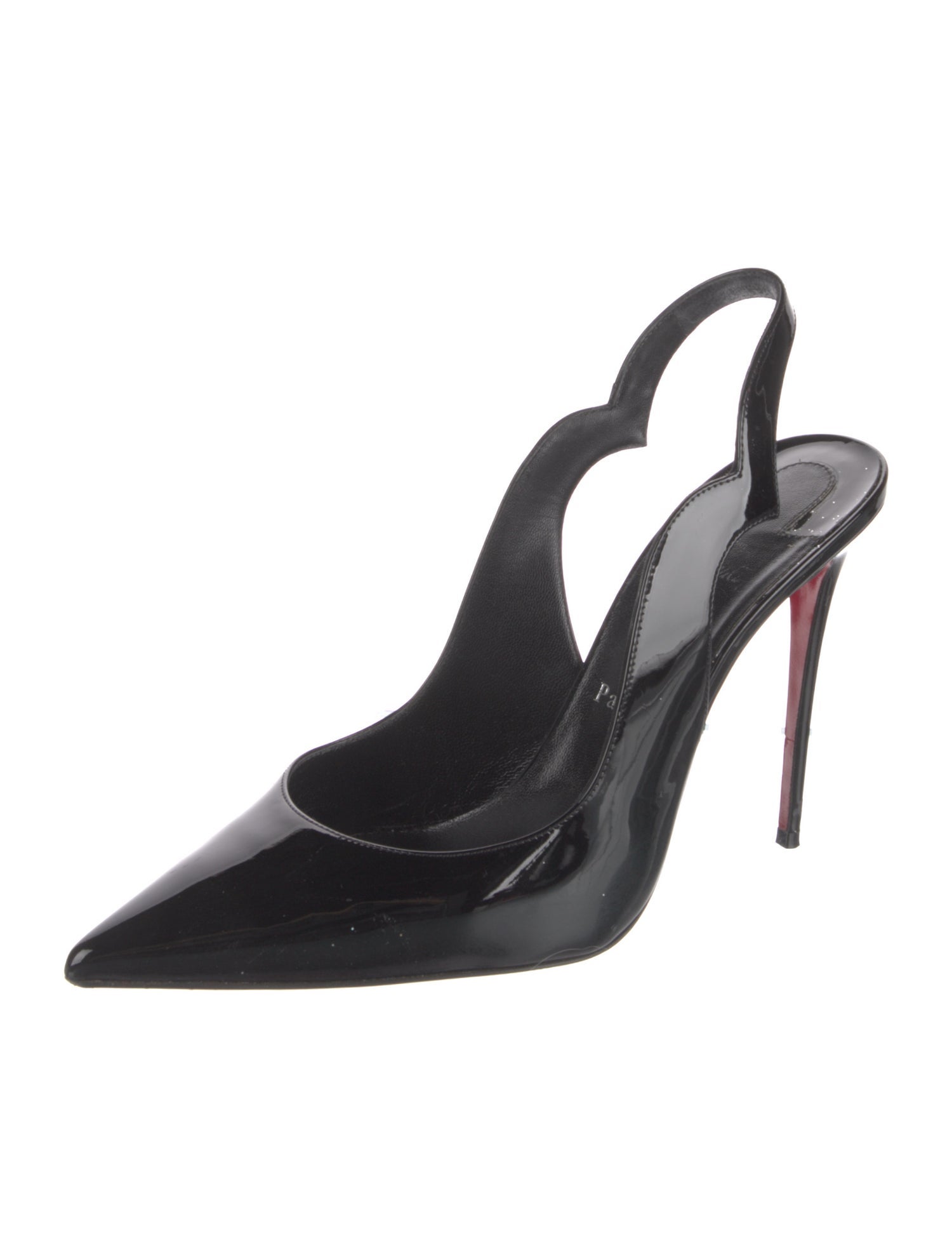 Christian Louboutin Patent Leather Cutout Accent Slingback Pumps