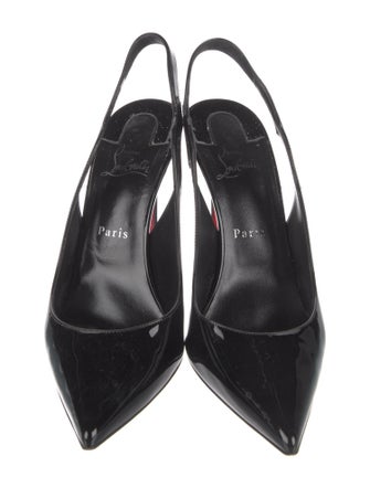 Christian Louboutin Patent Leather Cutout Accent Slingback Pumps