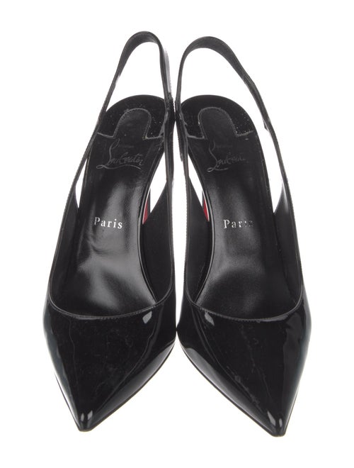 Christian Louboutin Patent Leather Cutout Accent Slingback Pumps