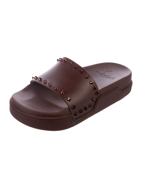 Christian Louboutin Spike Accents Leather Slides