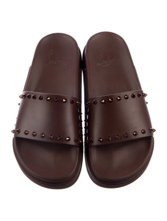 Christian Louboutin Spike Accents Leather Slides