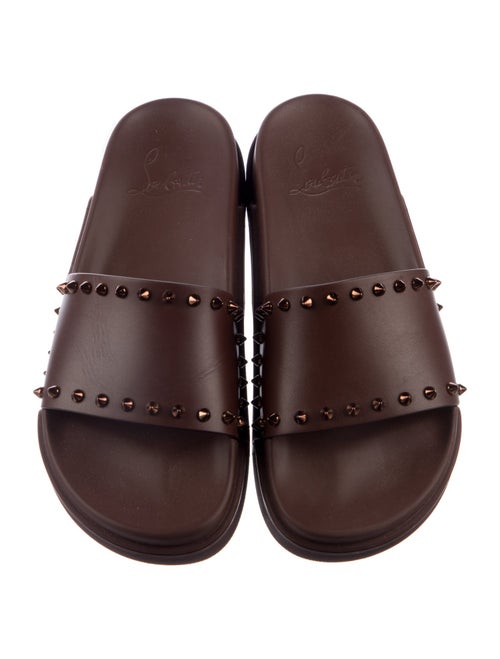 Christian Louboutin Spike Accents Leather Slides
