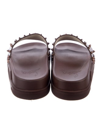 Christian Louboutin Spike Accents Leather Slides