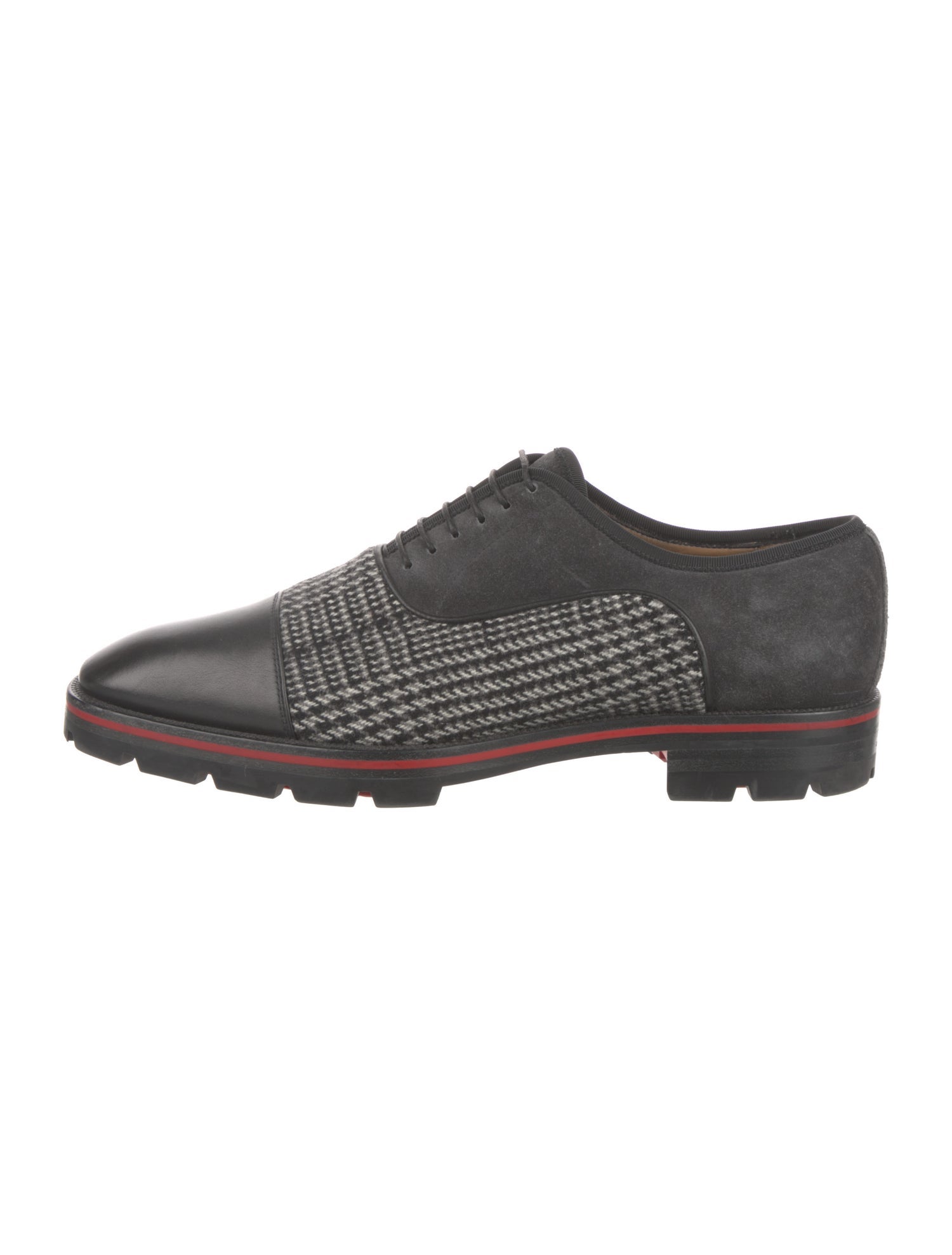 Christian Louboutin Leather Plaid Print Oxfords