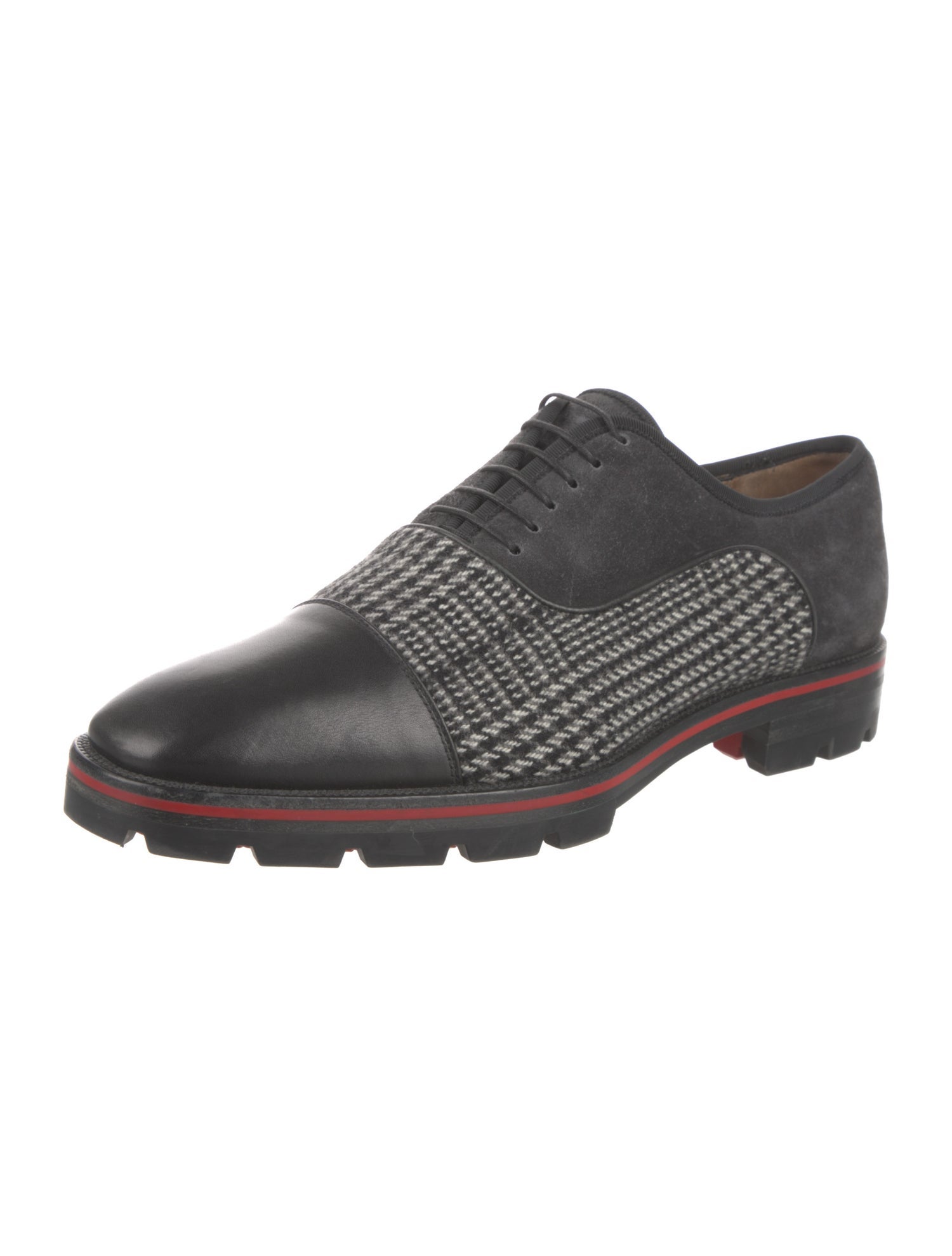 Christian Louboutin Leather Plaid Print Oxfords