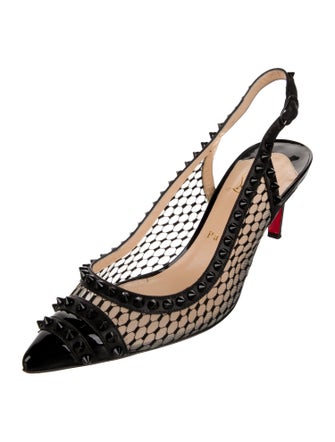 Christian Louboutin Spike Accents Leather Slingback Pumps