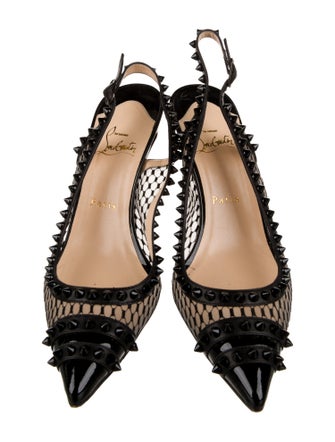 Christian Louboutin Spike Accents Leather Slingback Pumps