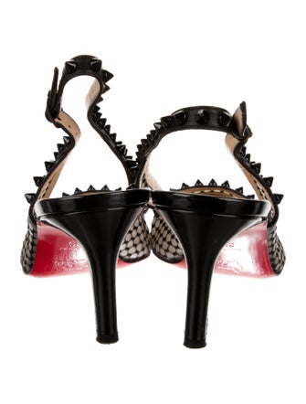 Christian Louboutin Spike Accents Leather Slingback Pumps