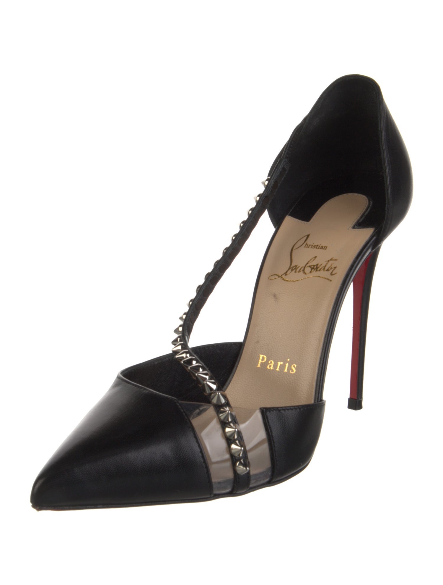 Christian Louboutin Spike Accents Leather D'Orsay Pumps