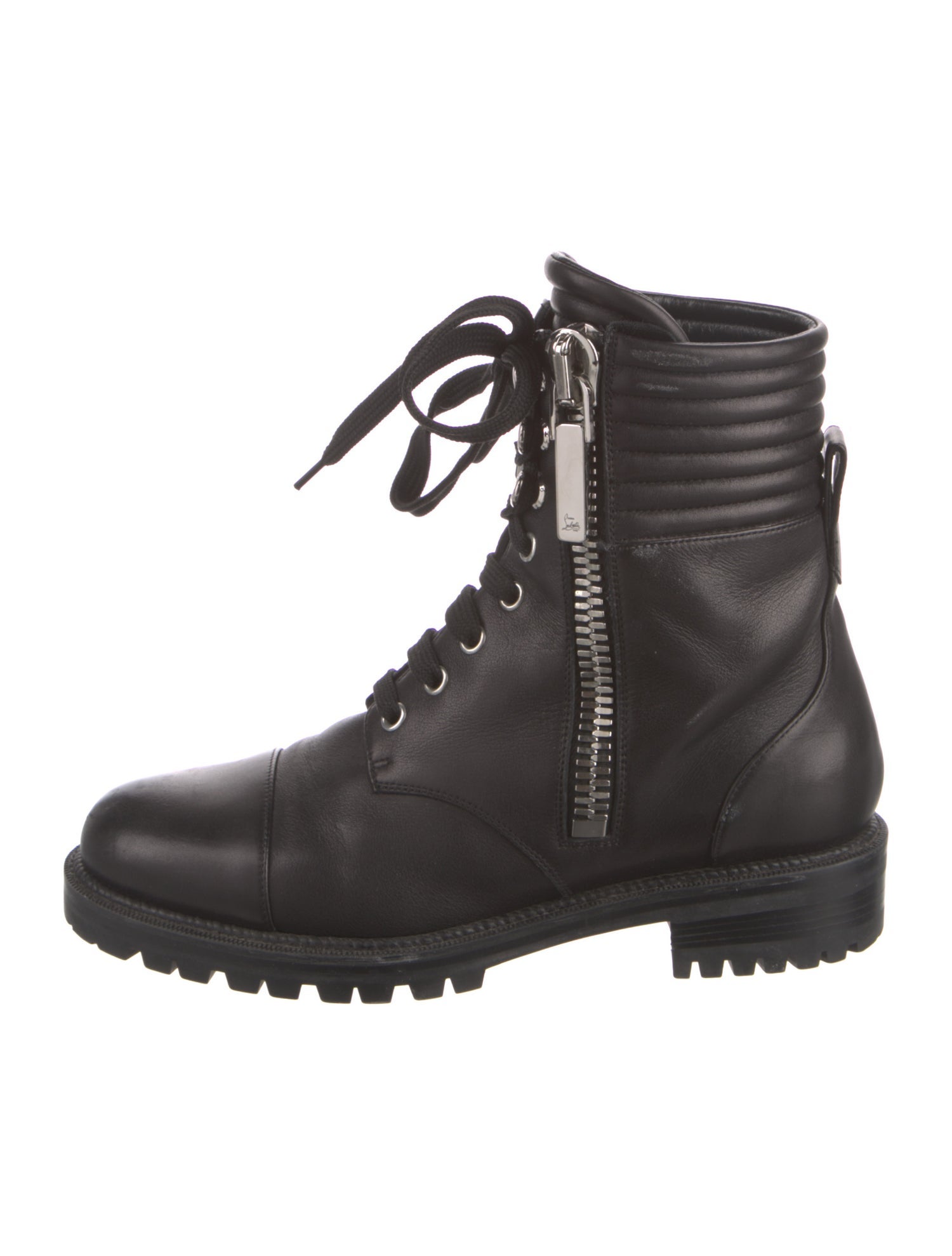 Christian Louboutin Quilted Pattern Leather Combat Boots