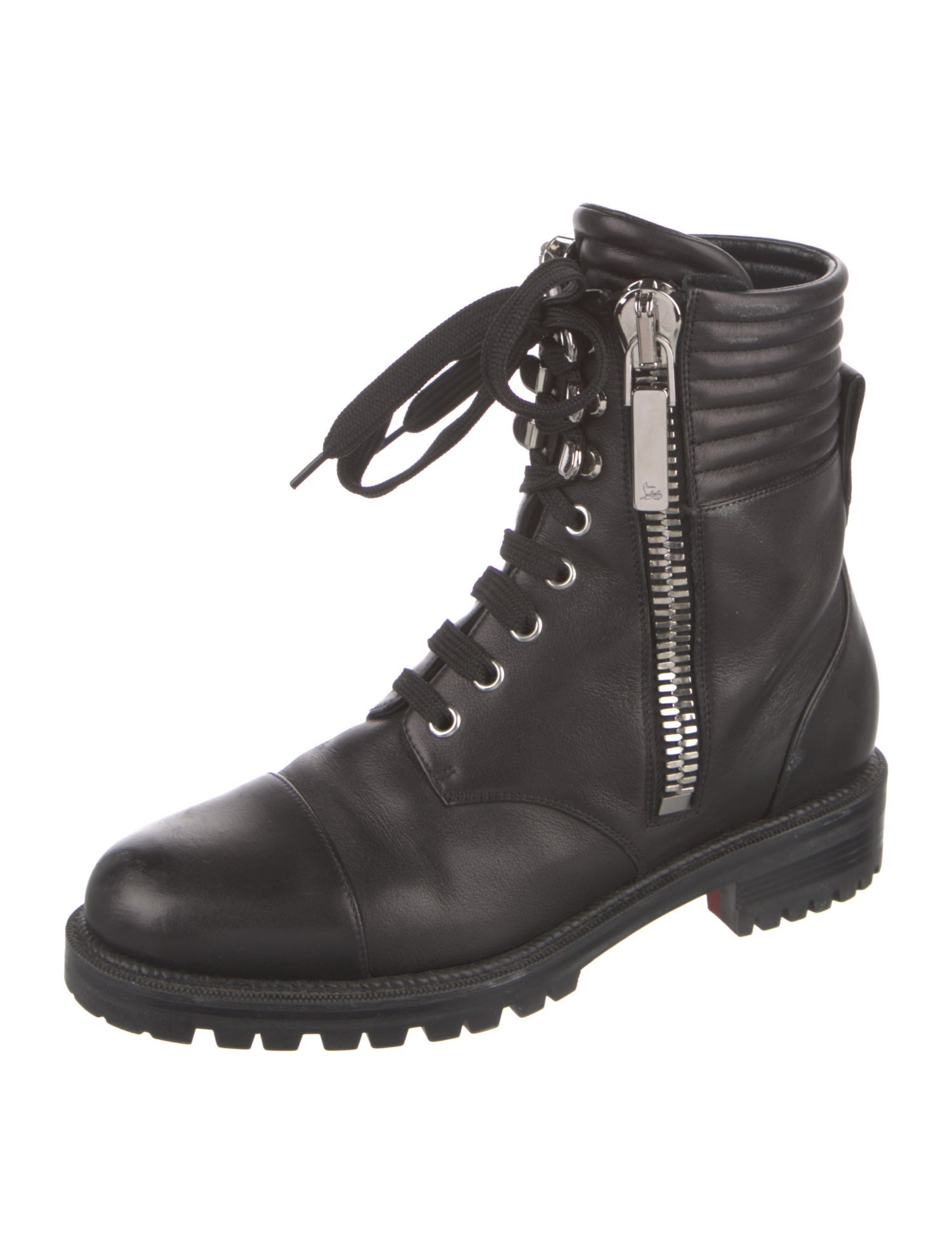 Christian Louboutin Quilted Pattern Leather Combat Boots