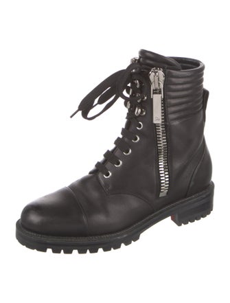 Christian Louboutin Quilted Pattern Leather Combat Boots
