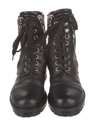 Christian Louboutin Quilted Pattern Leather Combat Boots