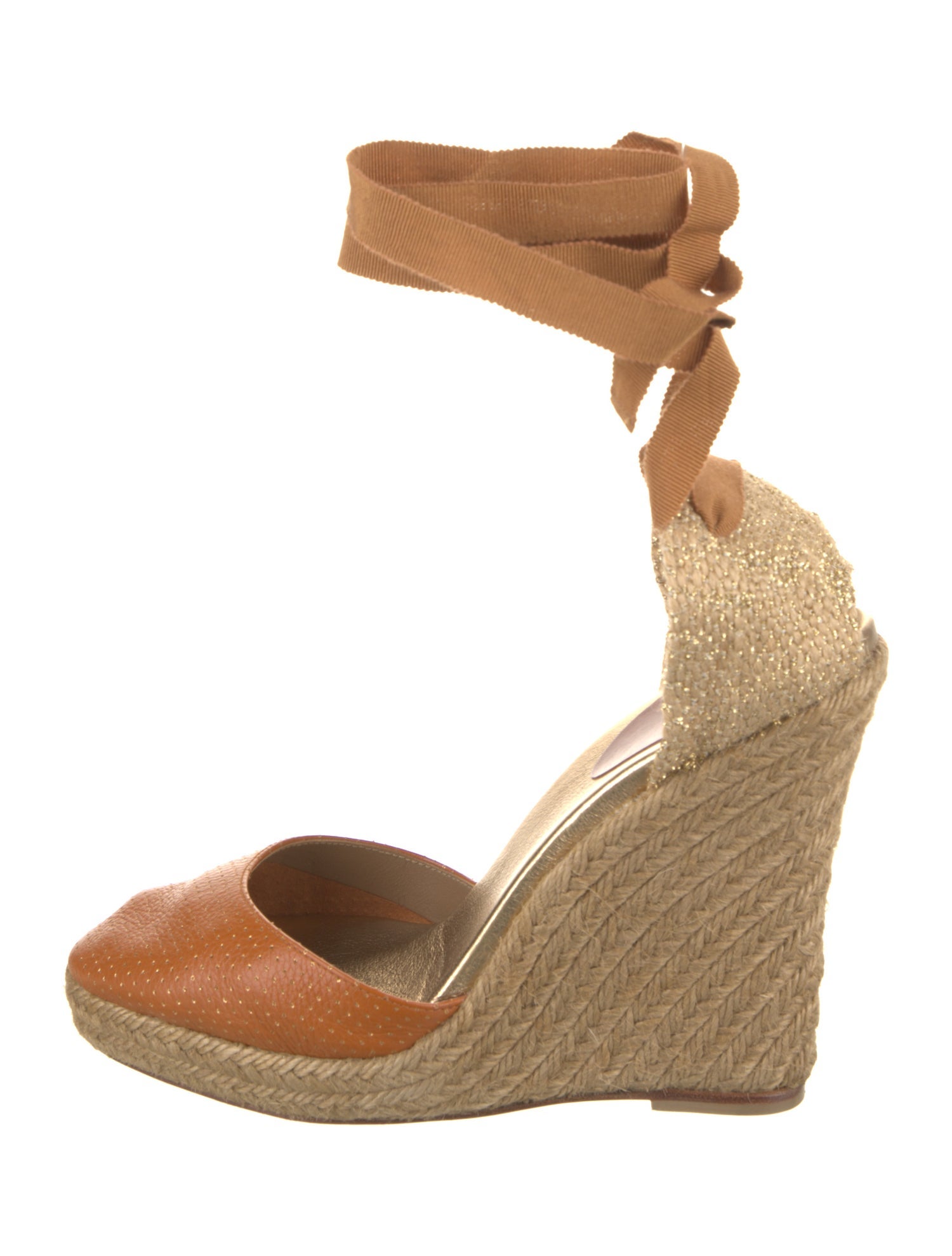 Christian Louboutin Leather Glitter Accents Espadrilles