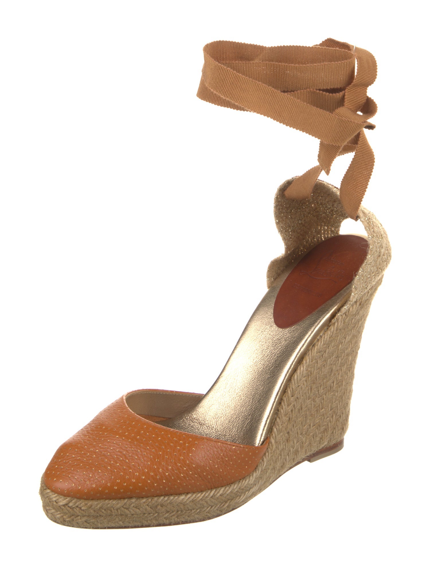 Christian Louboutin Leather Glitter Accents Espadrilles