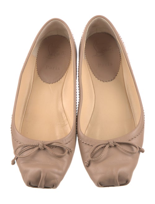 Christian Louboutin Leather Bow Accents Ballet Flats
