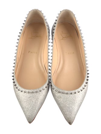 Christian Louboutin Spike Accents Glitter Ballet Flats