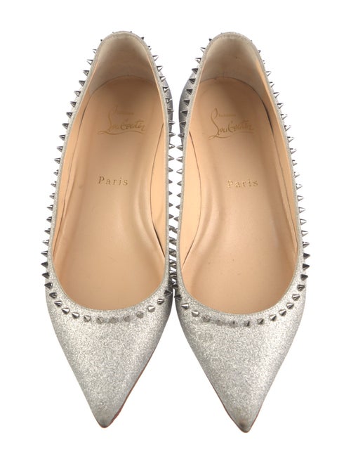 Christian Louboutin Spike Accents Glitter Ballet Flats