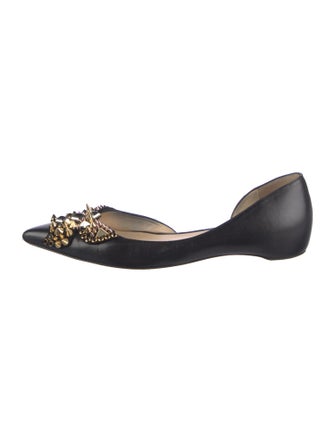 Christian Louboutin Spike Accents Leather D'Orsay Flats
