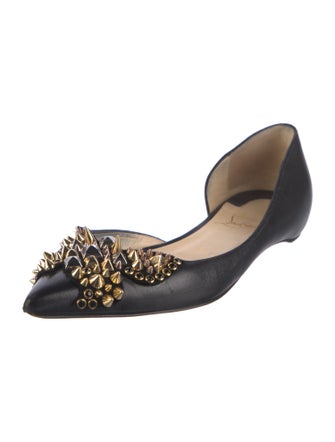 Christian Louboutin Spike Accents Leather D'Orsay Flats