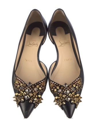 Christian Louboutin Spike Accents Leather D'Orsay Flats