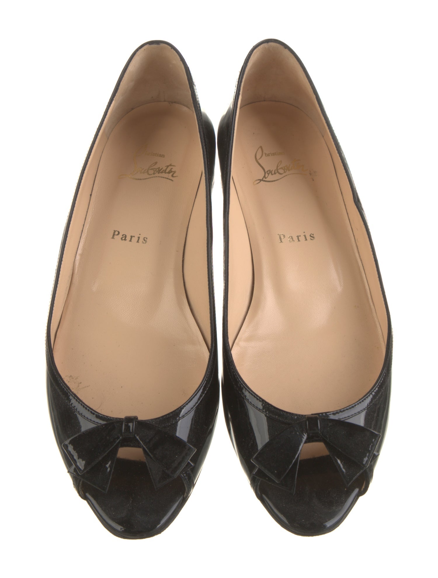Christian Louboutin Patent Leather Bow Accents Flats