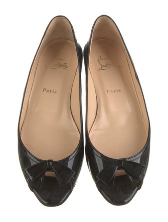 Christian Louboutin Patent Leather Bow Accents Flats