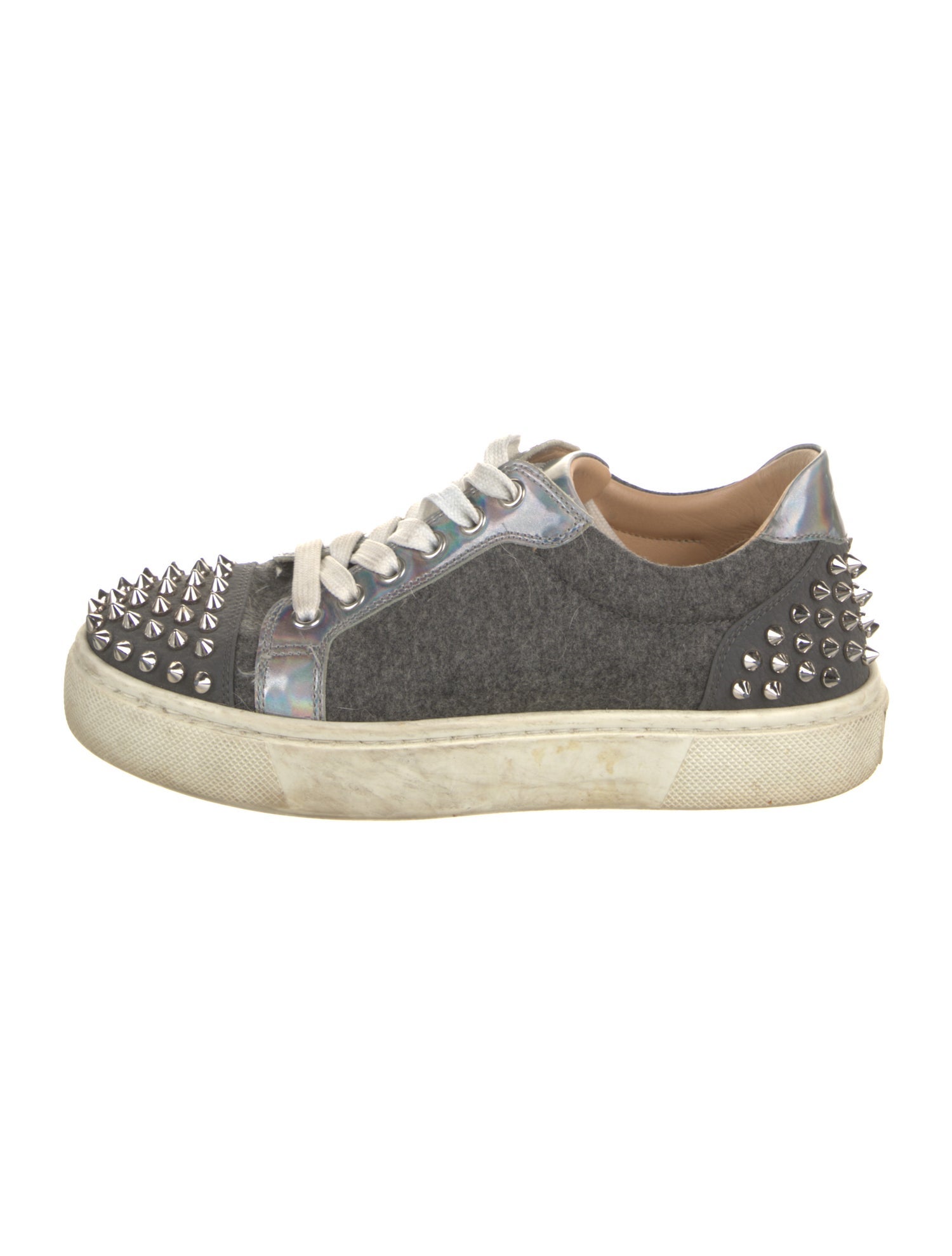 Christian Louboutin Spike Accents Wool Sneakers