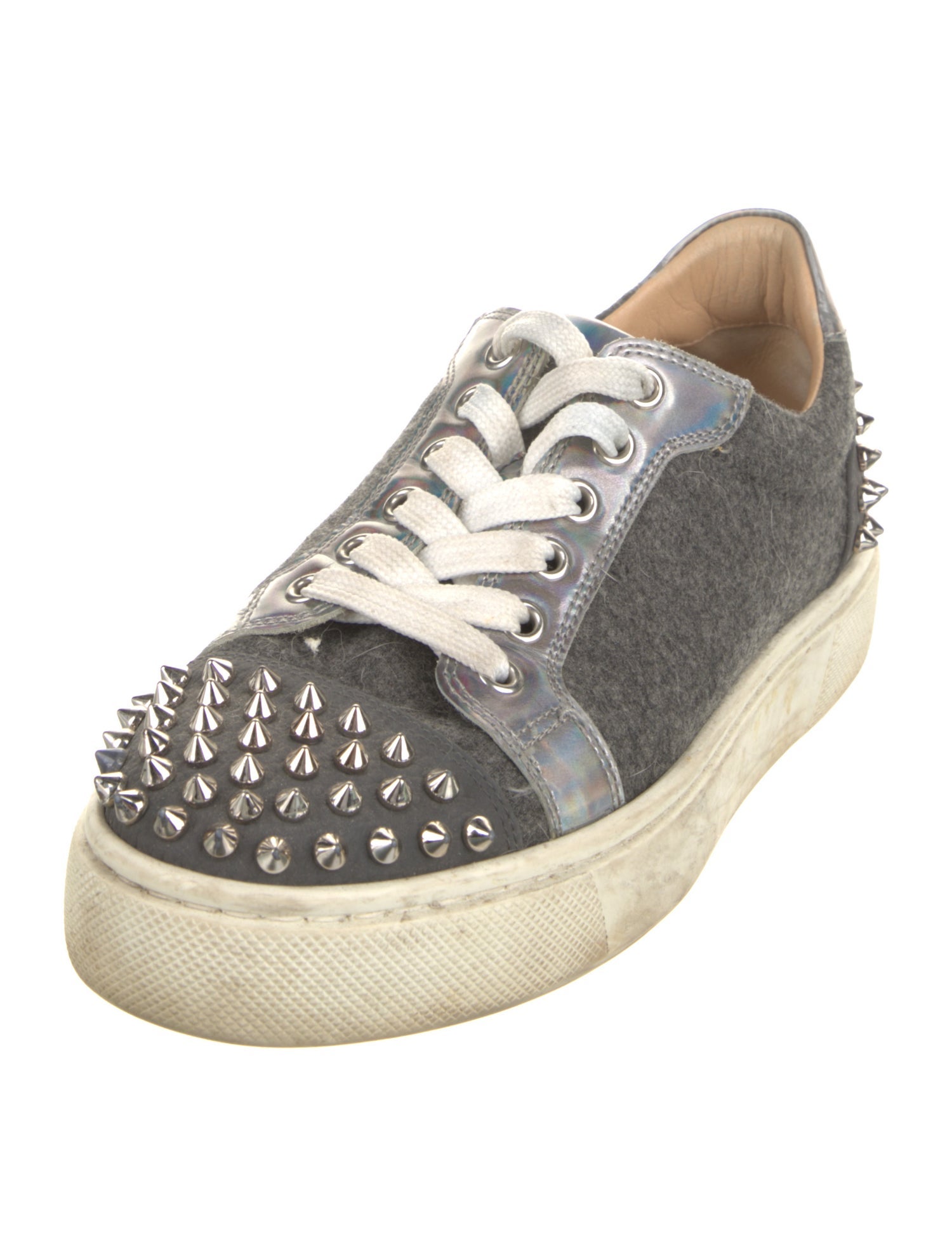 Christian Louboutin Spike Accents Wool Sneakers