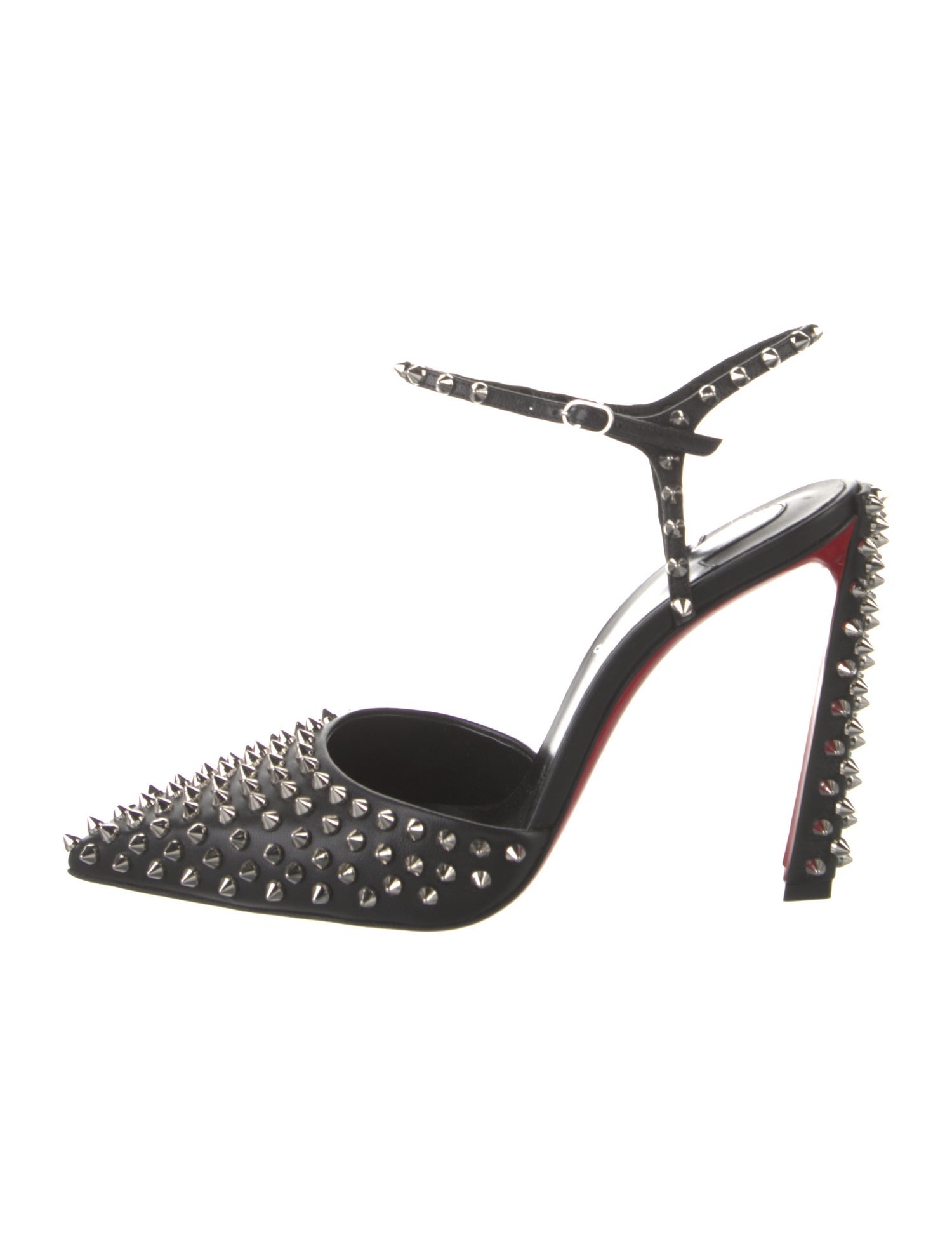 Christian Louboutin Spike Accents Leather Slingback Pumps