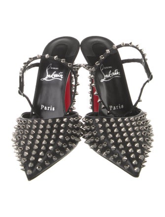 Christian Louboutin Spike Accents Leather Slingback Pumps