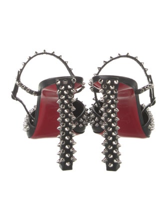Christian Louboutin Spike Accents Leather Slingback Pumps