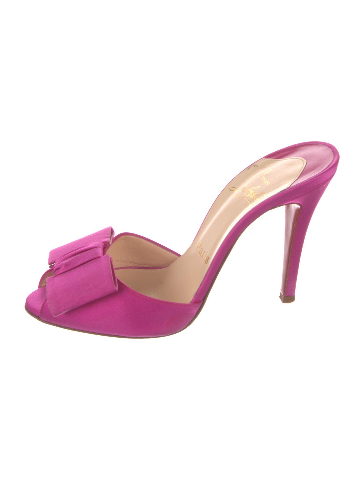 Christian Louboutin Satin Bow Accents Mules