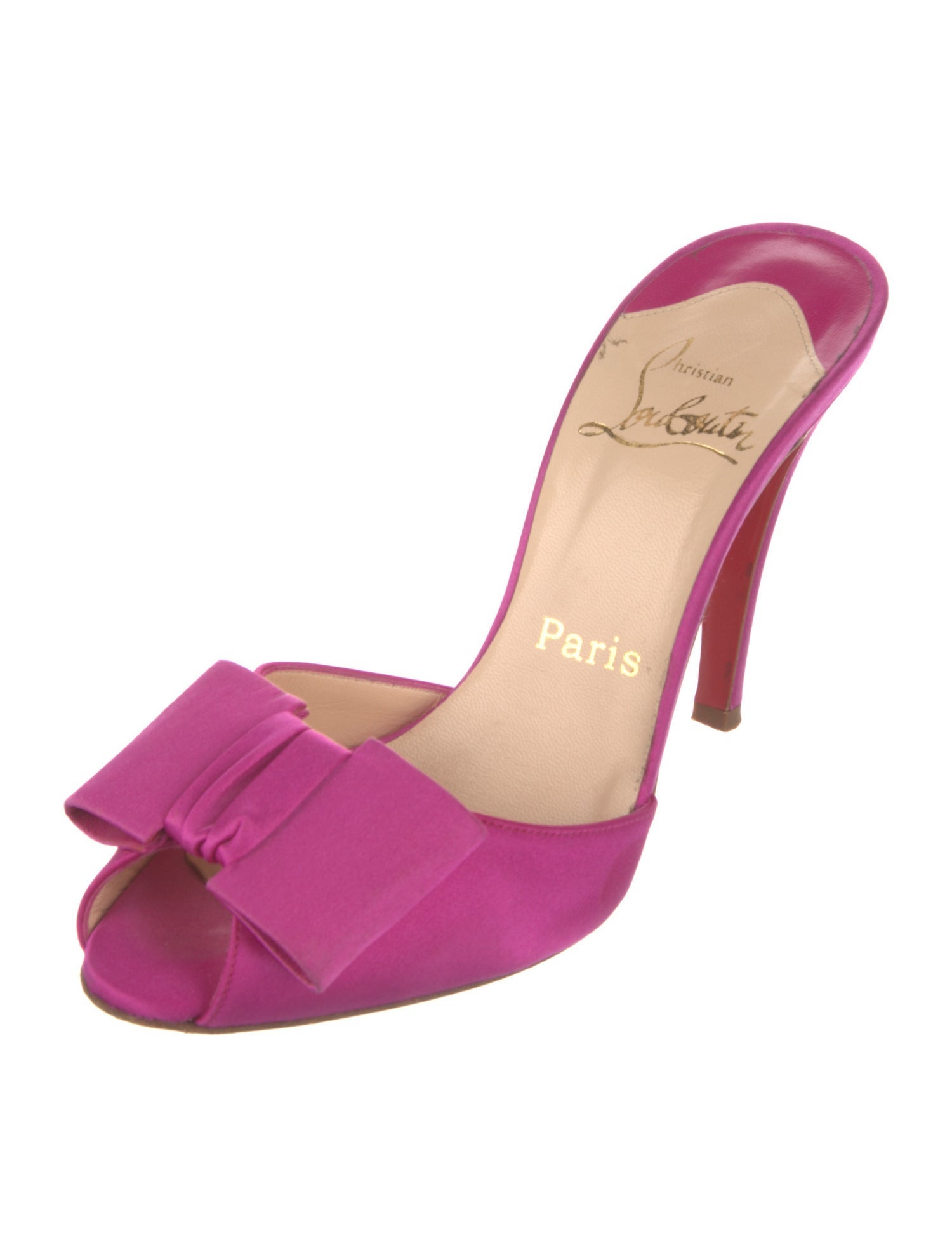 Christian Louboutin Satin Bow Accents Mules