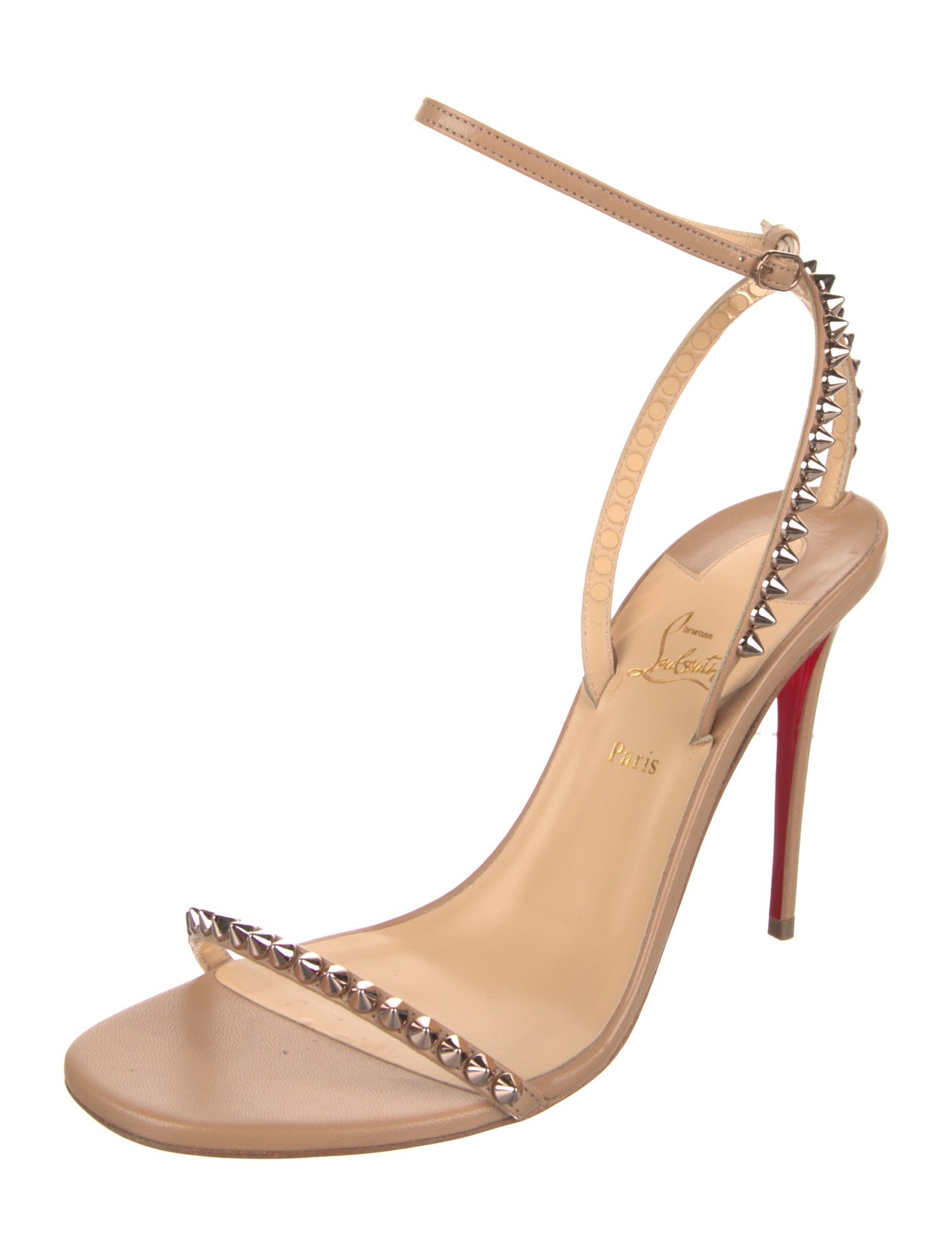 Christian Louboutin Spike Accents Leather Slingback Sandals