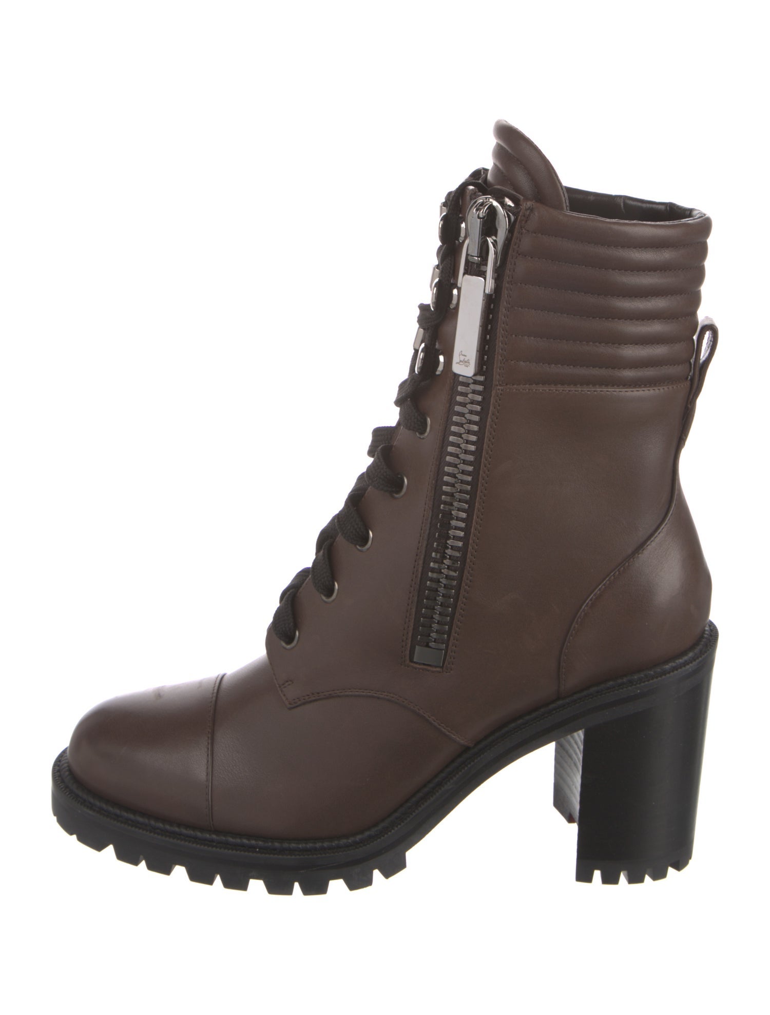 Christian Louboutin Leather Colorblock Pattern Combat Boots