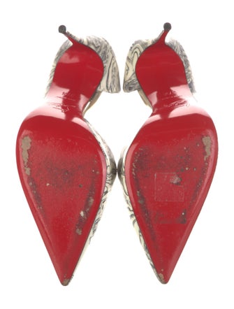 Christian Louboutin Patent Leather Floral Print D'Orsay Pumps