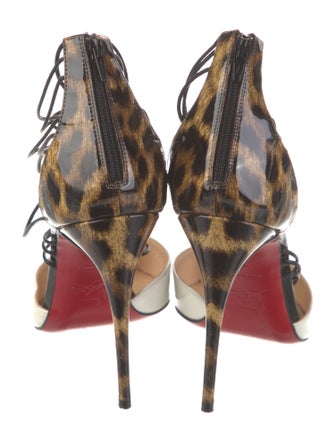Christian Louboutin Patent Leather Animal Print T-Strap Pumps