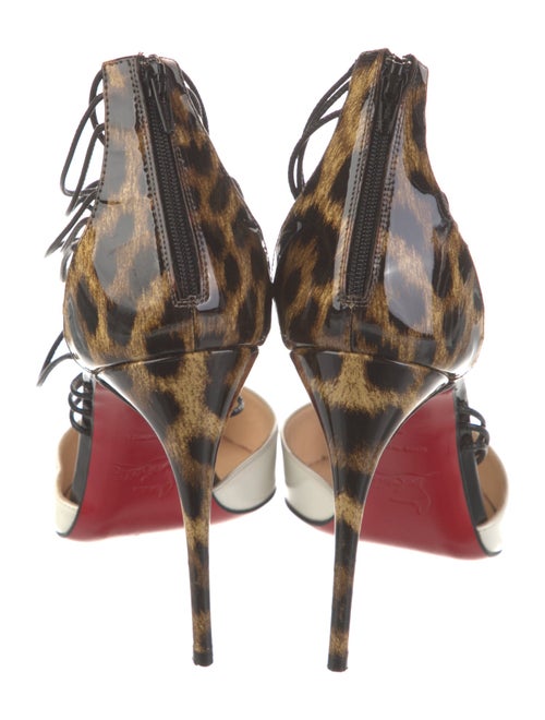 Christian Louboutin Patent Leather Animal Print T-Strap Pumps
