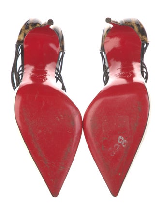 Christian Louboutin Patent Leather Animal Print T-Strap Pumps