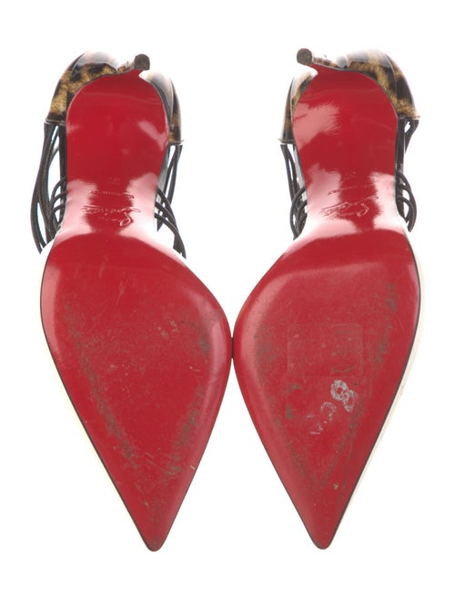 Christian Louboutin Patent Leather Animal Print T-Strap Pumps
