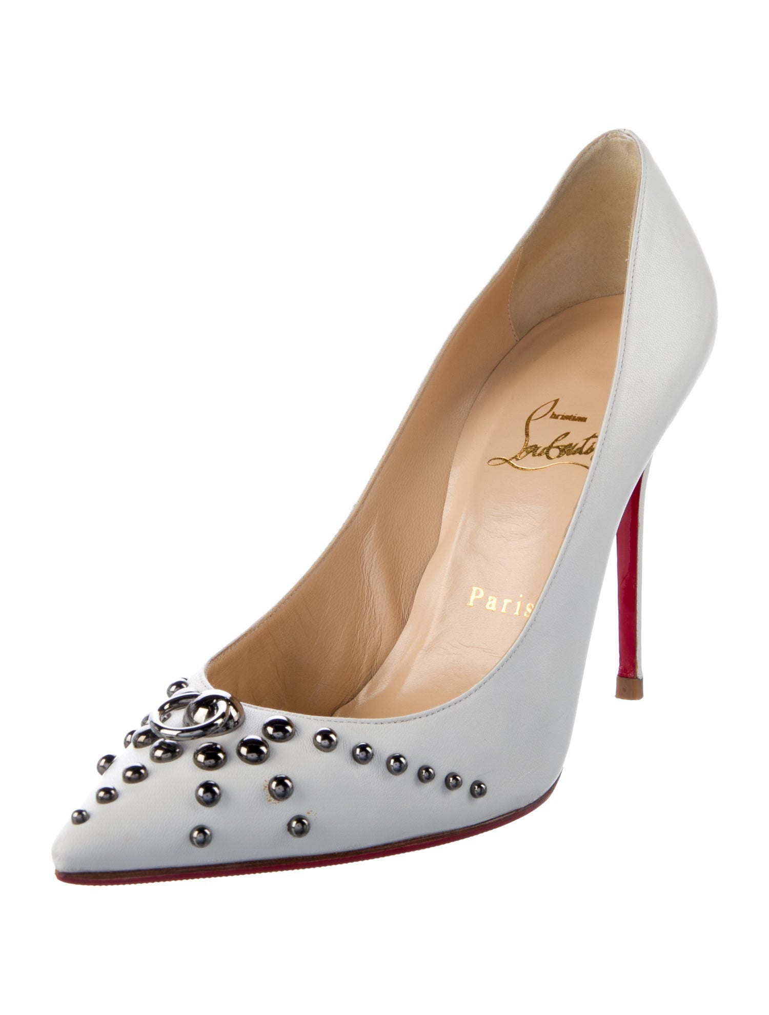 Christian Louboutin Leather Studded Accents Pumps