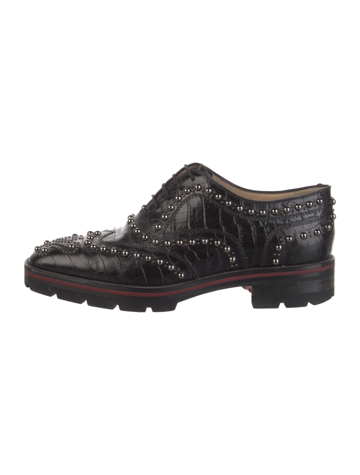 Christian Louboutin Leather Studded Accents Oxfords