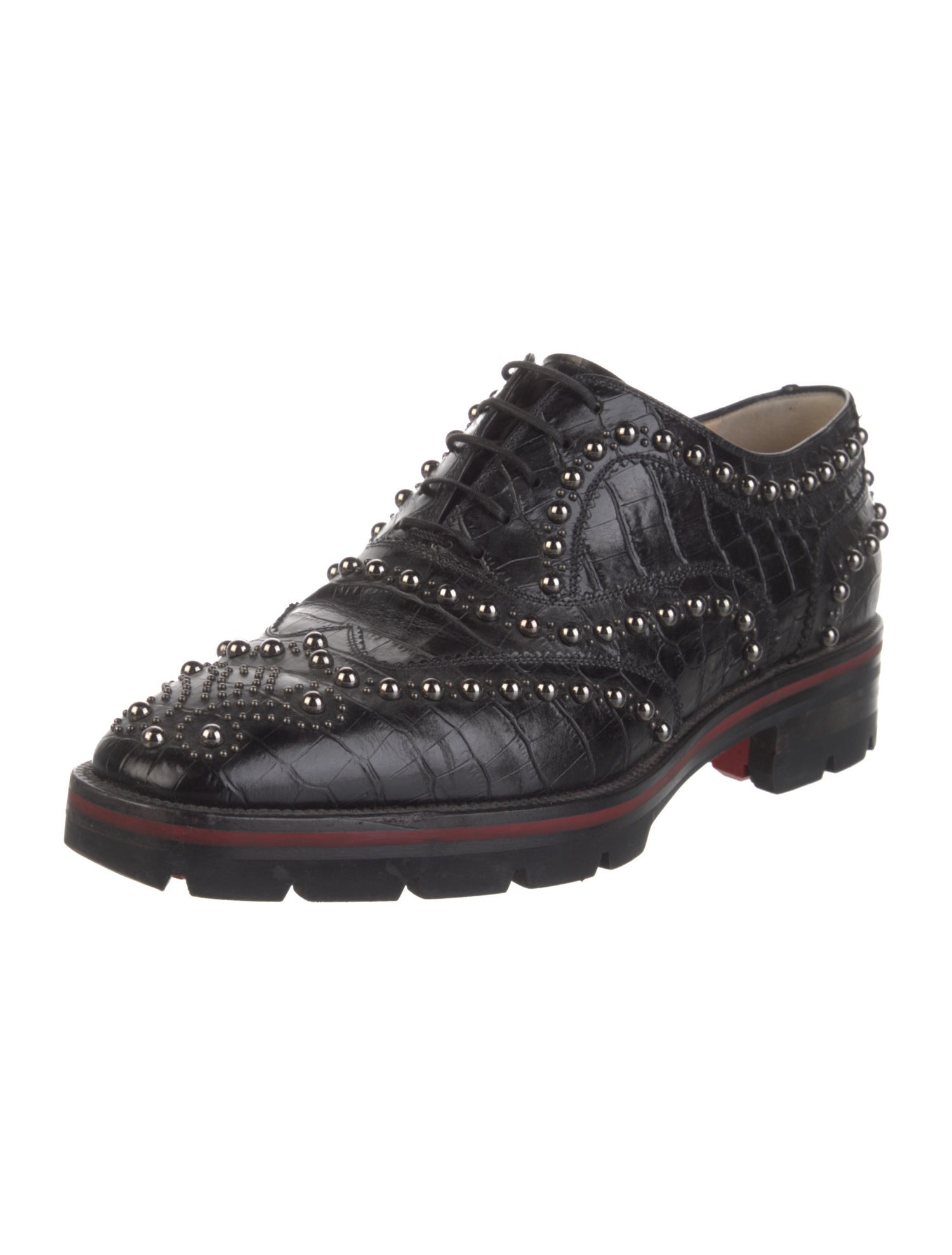 Christian Louboutin Leather Studded Accents Oxfords